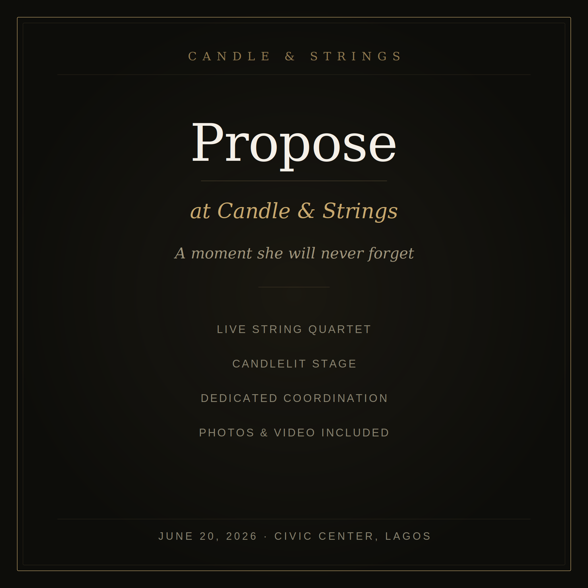 Candle and Strings Proposal Experience